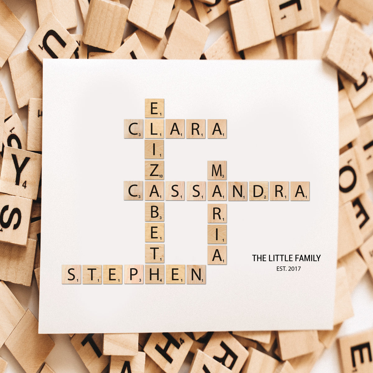 Scrabble Tile Family Name Print - Seaux Noted